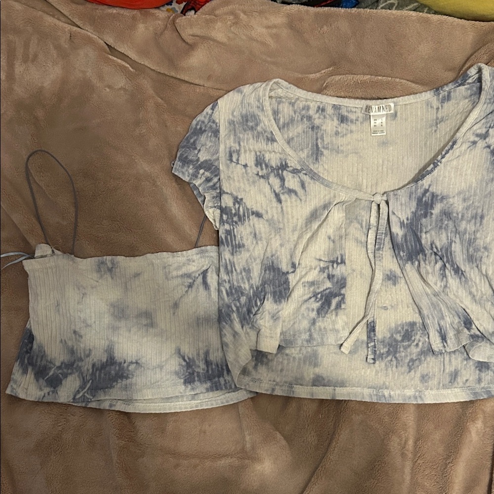 Revamped Blue Tie-Dye Blouse Set